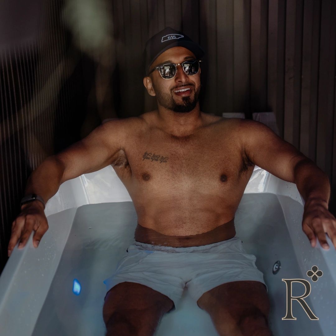 Athlete in ice bath